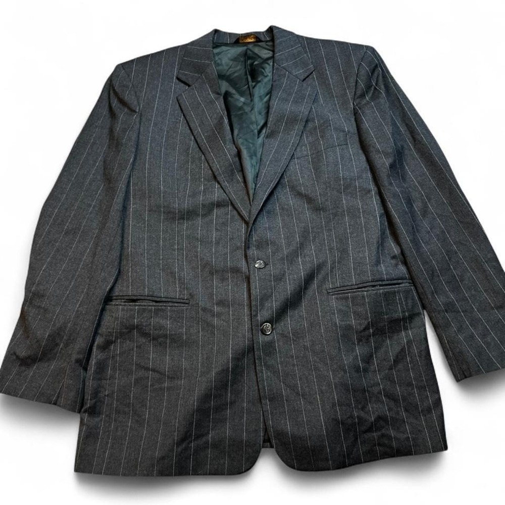 Brooks Brothers formal business dark grey pinstripe wool blazer size 44